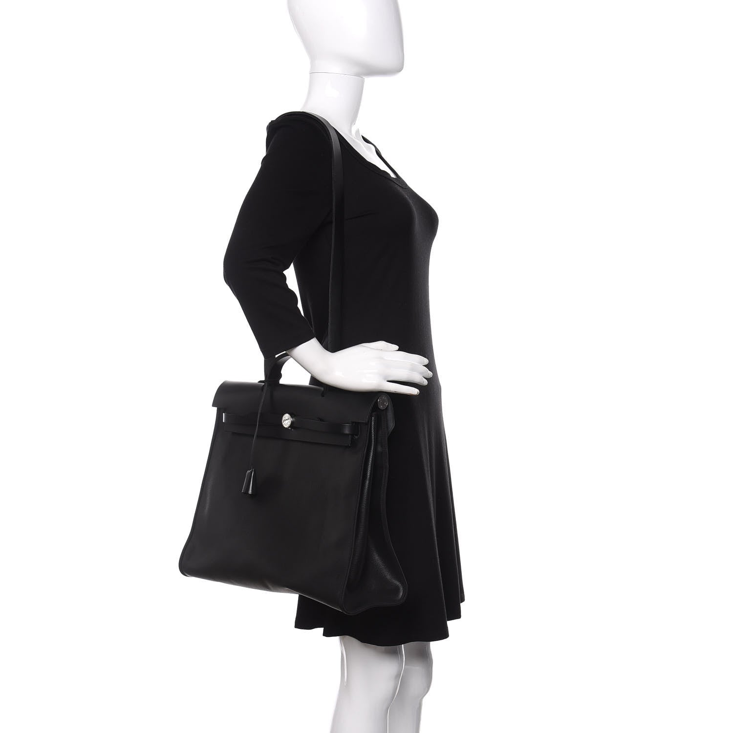 Hermes Toile H Berline Vache Hunter Herbag Zip 39 MM Black Ecru 2 of 10