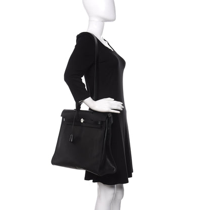 Hermes Toile H Berline Vache Hunter Herbag Zip 39 MM Black Ecru 2 of 10