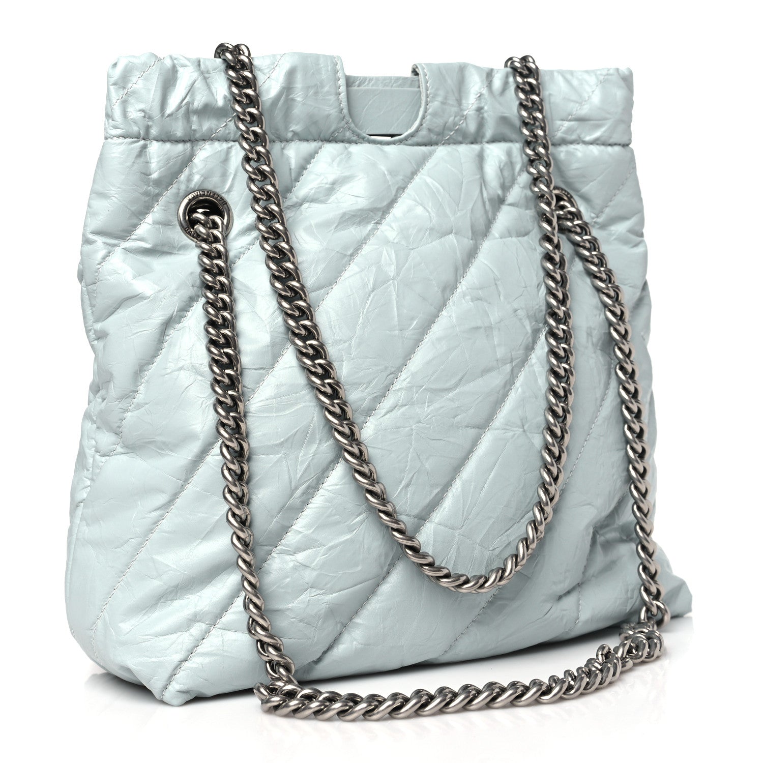 Balenciaga Crushed Calfskin Quilted Crush Small Tote Bag Light Blue 3 of 11