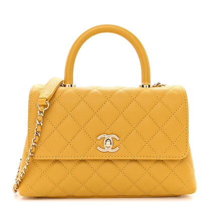 Chanel Caviar Quilted Mini Coco Handle Flap Yellow 1 of 8