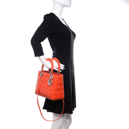 Christian Dior Lambskin Cannage Medium Lady Dior Red 3 of 11
