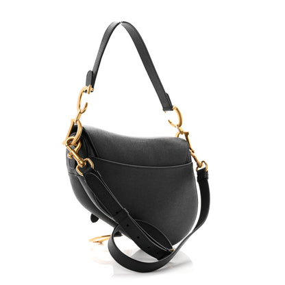 Christian Dior Grained Calfskin Saddle Bag With Strap Black 2 of 9