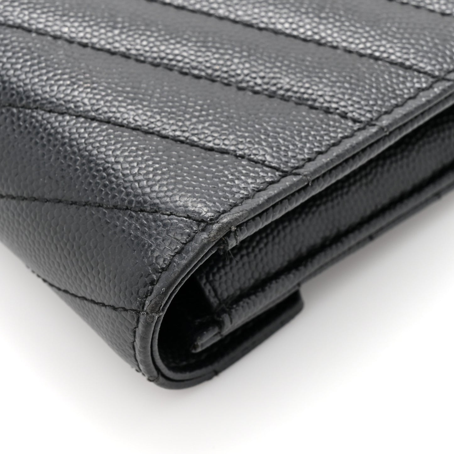 Grain De Poudre Matelasse Chevron Monogram Flap Wallet Black