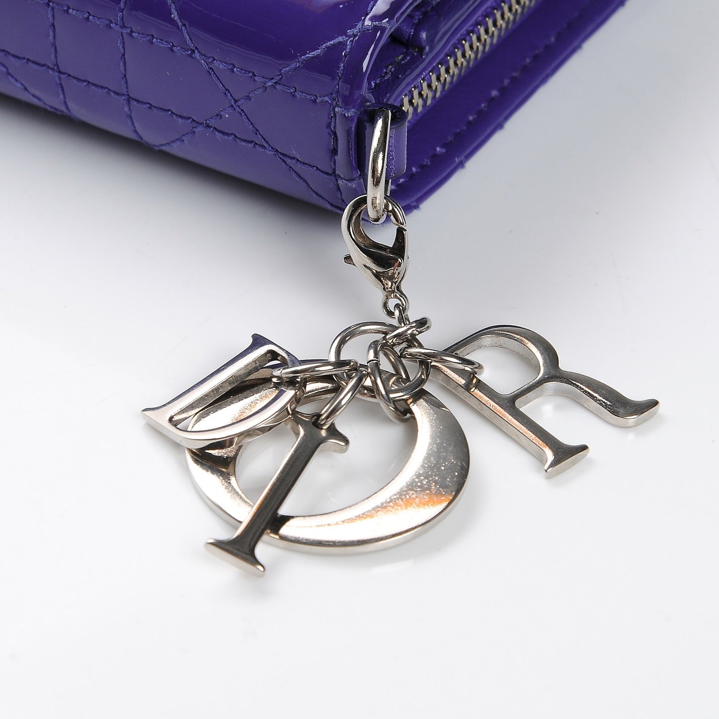 Patent Cannage Lady Dior Eden Wallet Purple