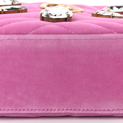 Gucci Velvet Matelasse Marquise Crystals Mini GG Marmont Chain Shoulder Bag Malva 11 of 11