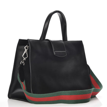 Gucci Calfskin Web Stripe Large Dionysus Tote Bag Black 4 of 8