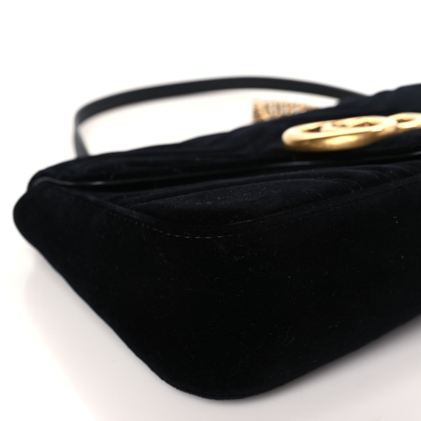 Velvet Matelasse Medium GG Marmont Shoulder Bag Black