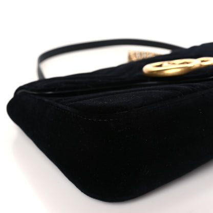 Gucci Velvet Matelasse Medium GG Marmont Shoulder Bag Black 8 of 9