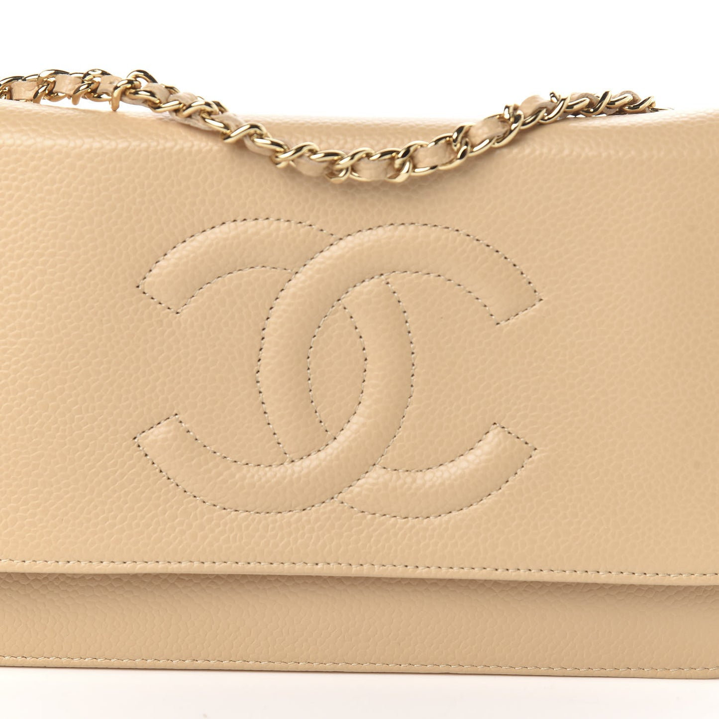 Caviar Timeless CC Wallet on Chain WOC Beige