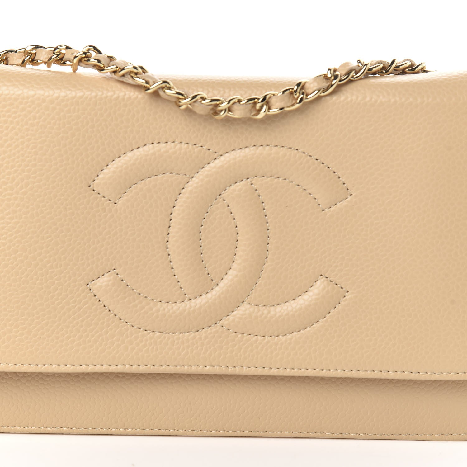 Chanel Caviar Timeless CC Wallet on Chain WOC Beige 11 of 12