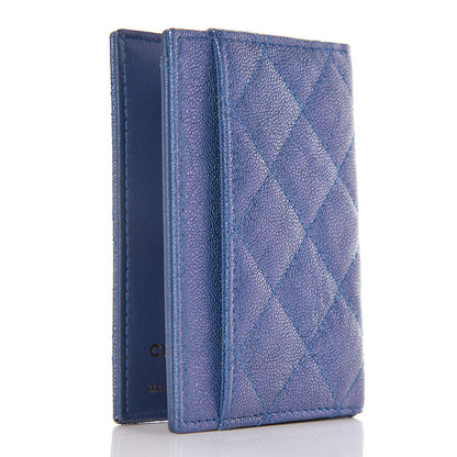 Chanel Iridescent Caviar Quilted Card Holder Wallet Dark Blue 3 of 8
