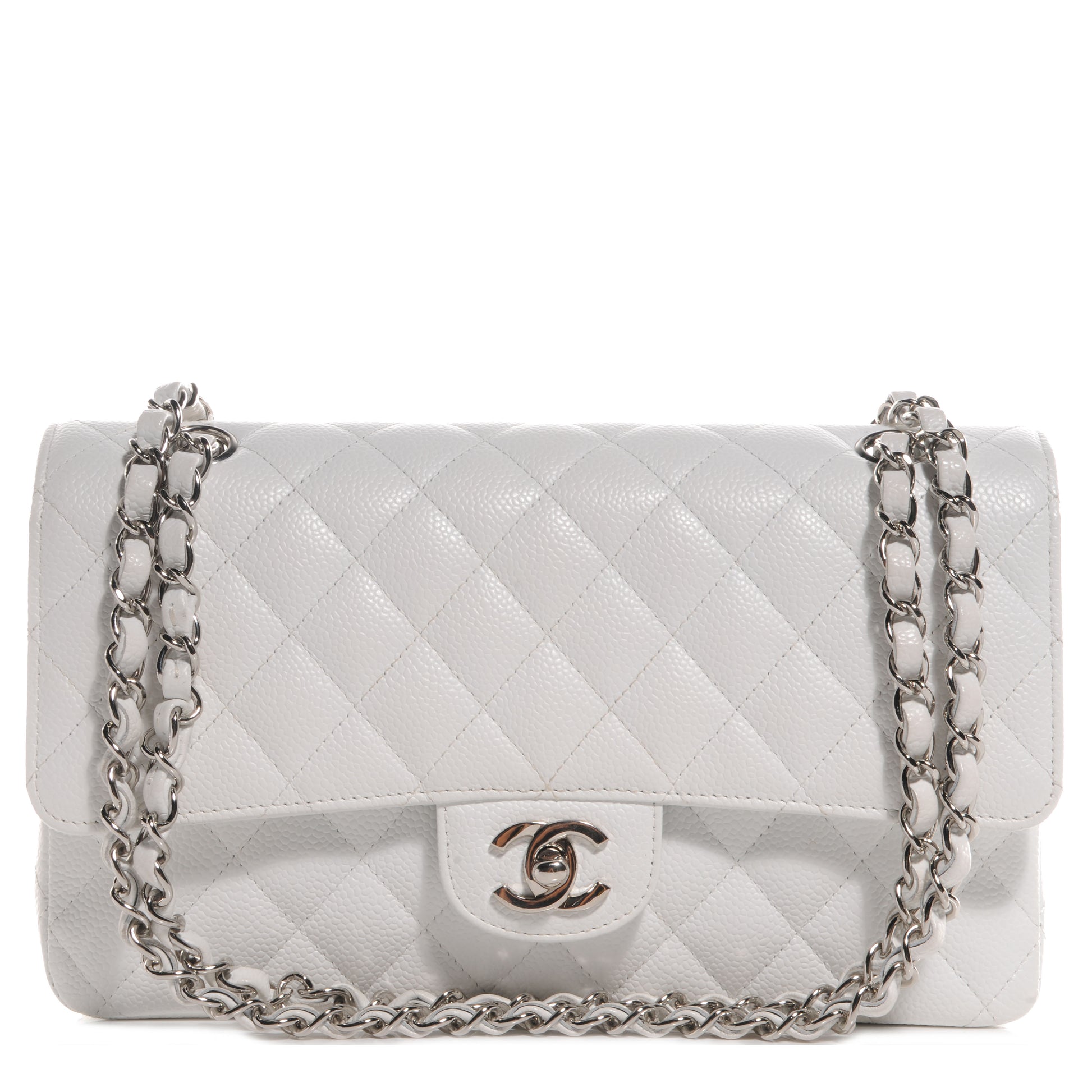 Chanel Caviar Quilted Medium Double Flap White 1 of 9