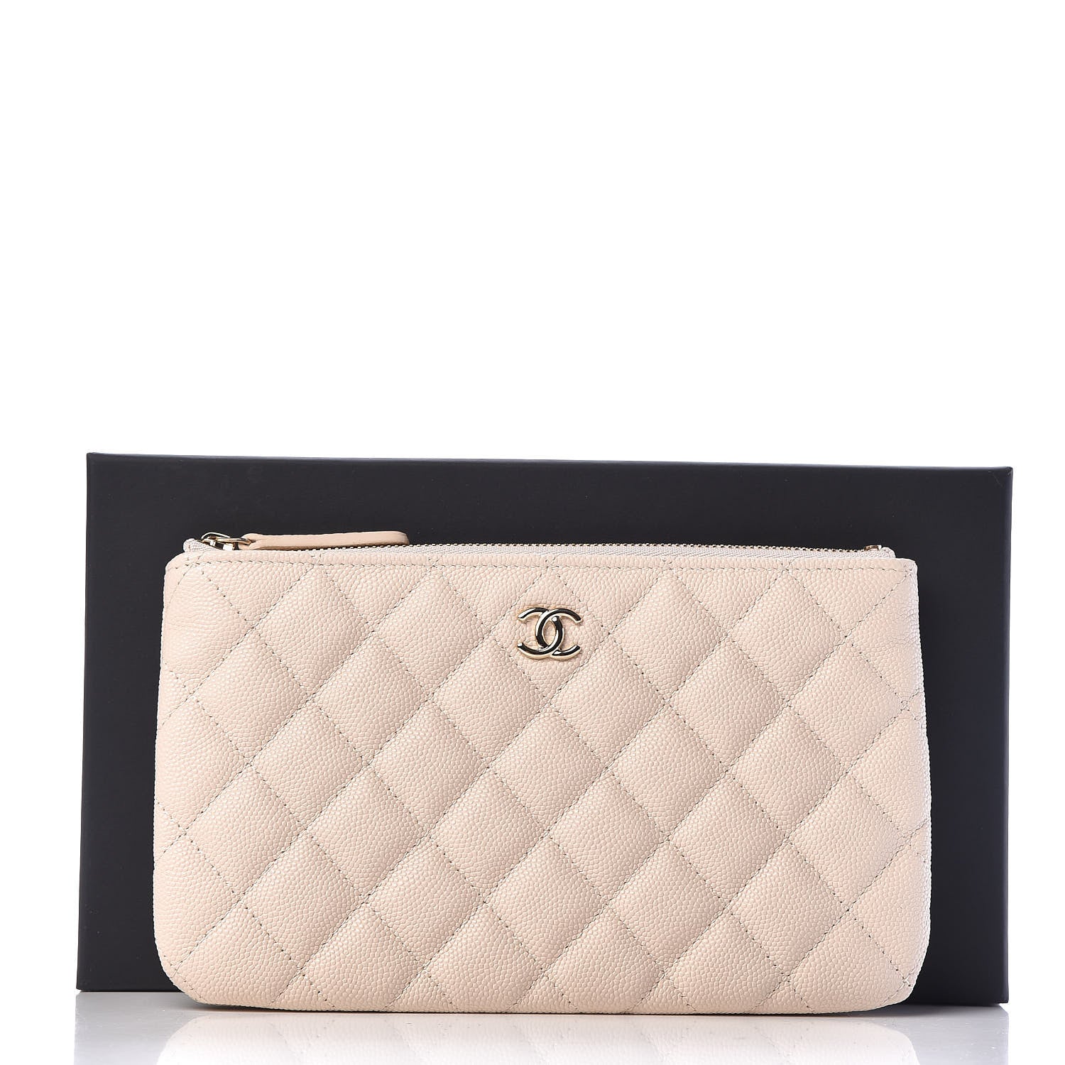 Chanel Caviar Quilted Medium Cosmetic Case Light Beige 8 of 8
