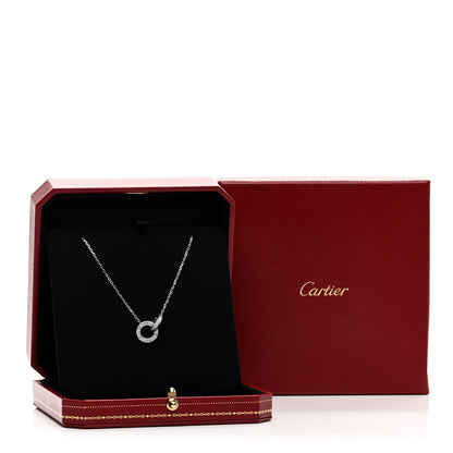Cartier 18K White Gold Diamond Interlocking LOVE Paved Necklace 5 of 5