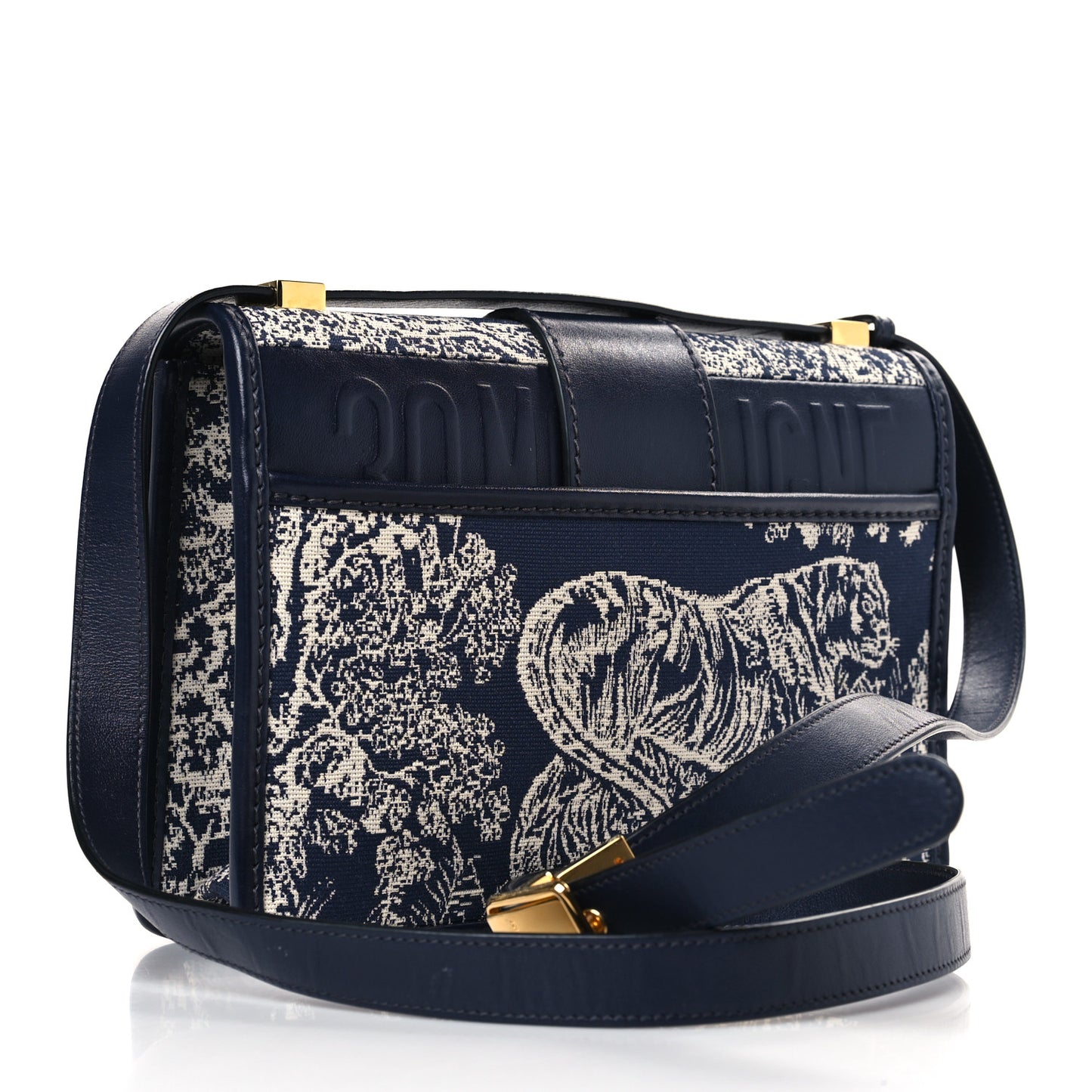 Toile de Jouy Reverse Jacquard 30 Montaigne Flap Bag Blue