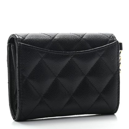 Chanel Caviar Quilted Flap Card Holder Chain Wristlet Black 3 of 9
