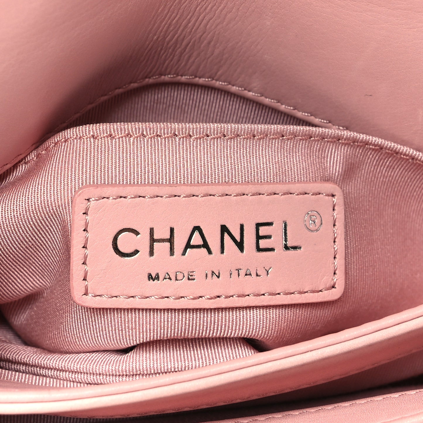 Calfskin Studded Chevron Quilted Flap Pink