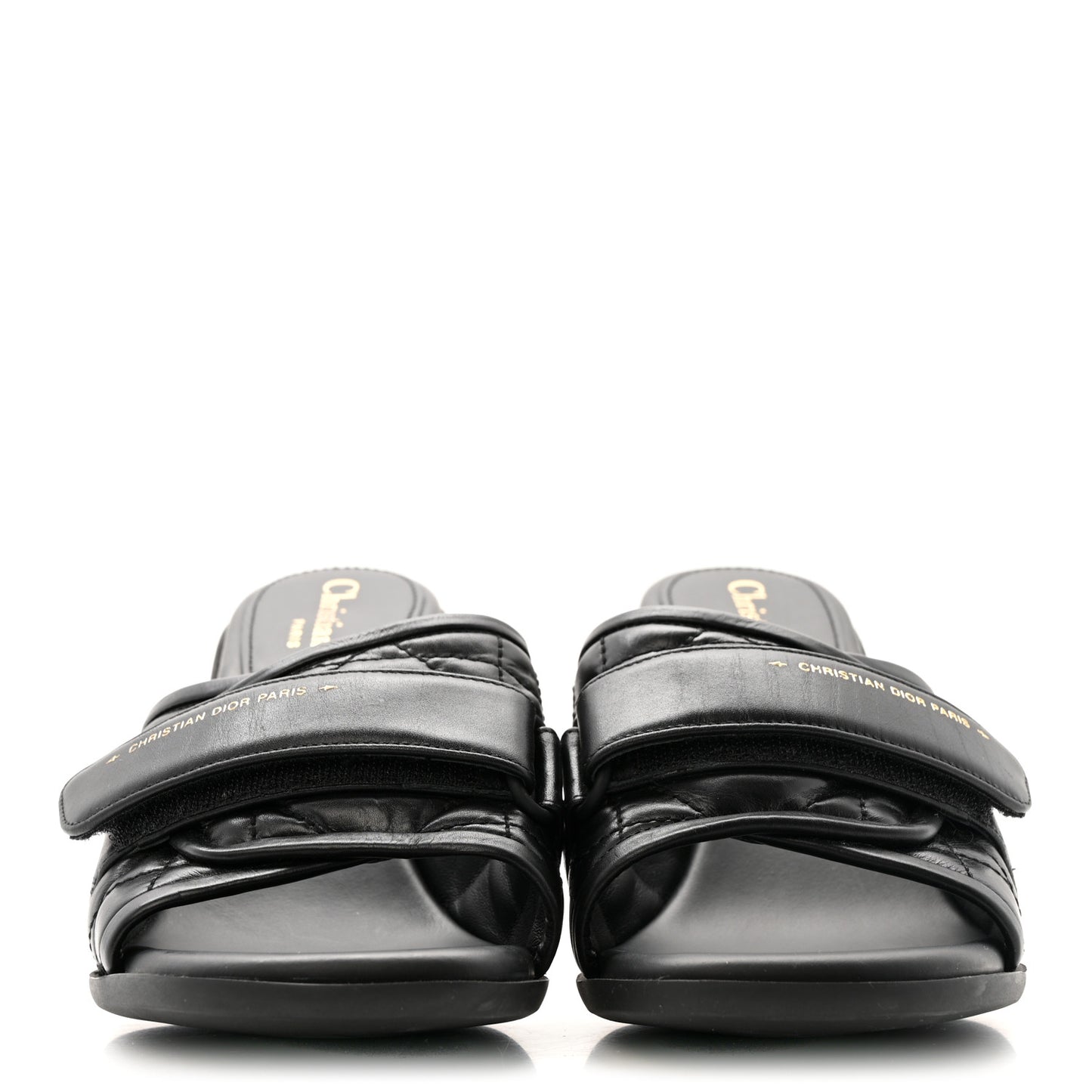 Calfskin Cannage Quilted Dio(r)evolution 80mm Slide Sandals 38.5 Black