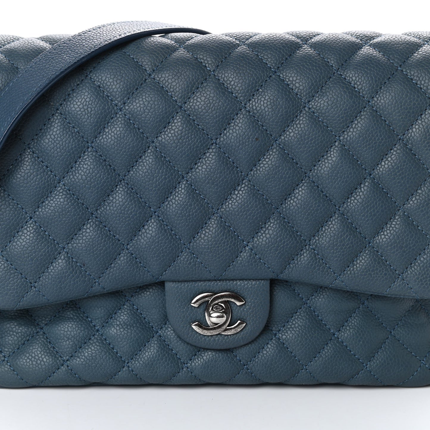 Caviar Quilted Medium Rock In Rome Single Flap Blue