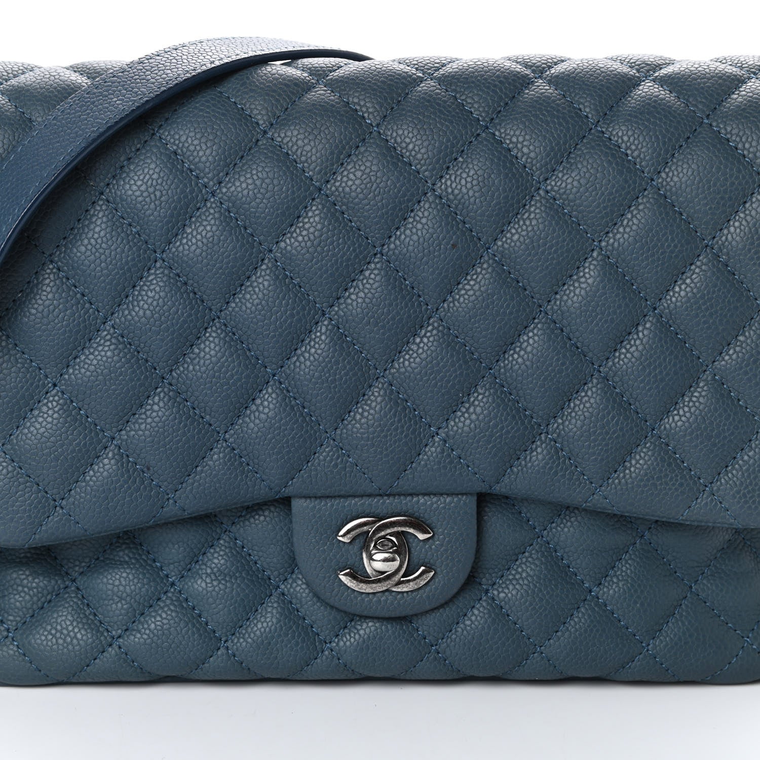 Chanel Caviar Quilted Medium Rock In Rome Single Flap Blue 8 of 10