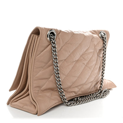 Balenciaga Crushed Calfskin Quilted Silver Hardware Large Crush Chain Bag Nude 3 of 9