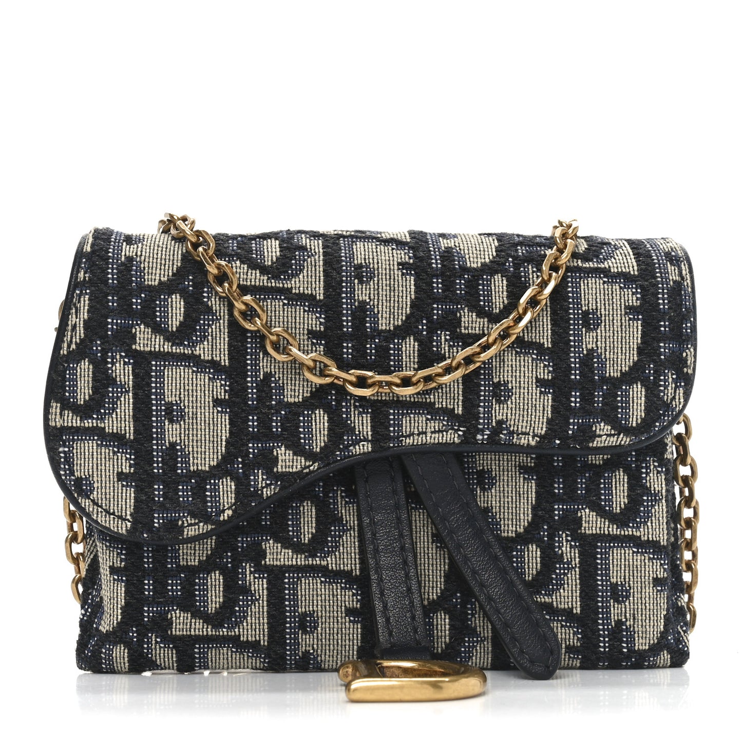 Oblique Nano Saddle Chain Pouch Blue