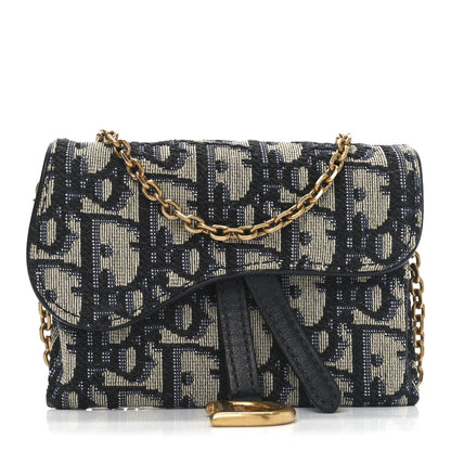 Christian Dior Oblique Nano Saddle Chain Pouch Blue 1 of 8