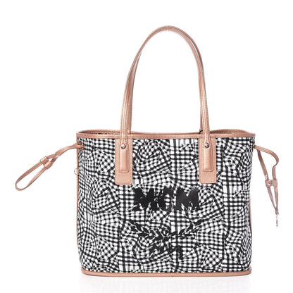 MCM Metallic Visetos Medium Liz Reversible Shopper Tote Champagne Gold 5 of 16