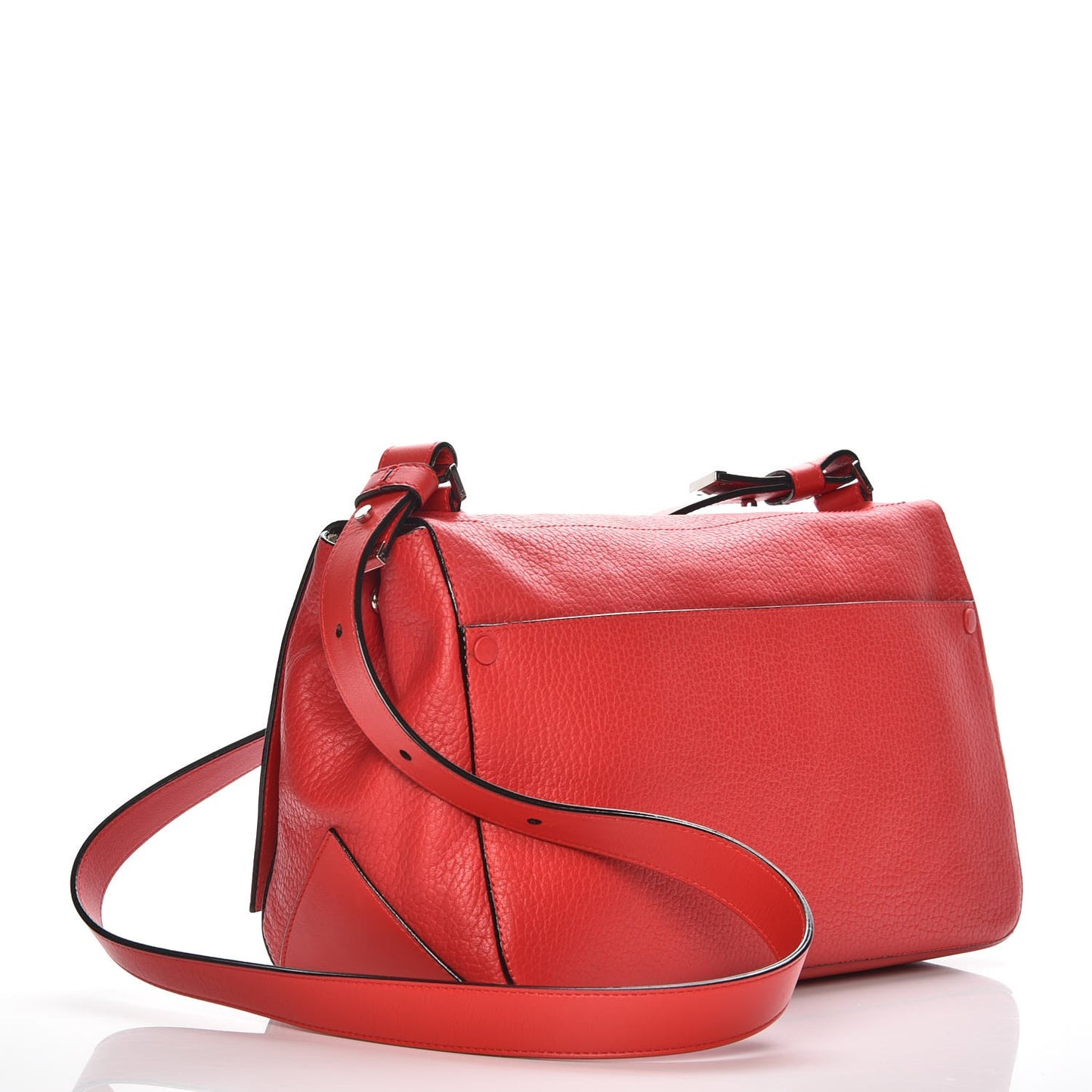 Pebbled Calfskin Double Sided PS Courier Bag Red
