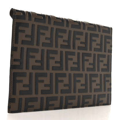 Fendi Vitello Ceylon Bi-Color FF 1974 Embossed FF Diamonds Flat Envelope Pouch Maya Black 3 of 7