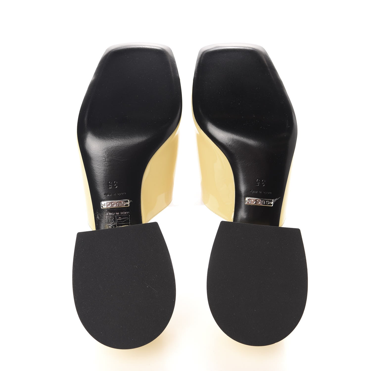 Gucci Patent Lexi Horsebit Mid-Heel Slide Sandals 35 Burro 6 of 11