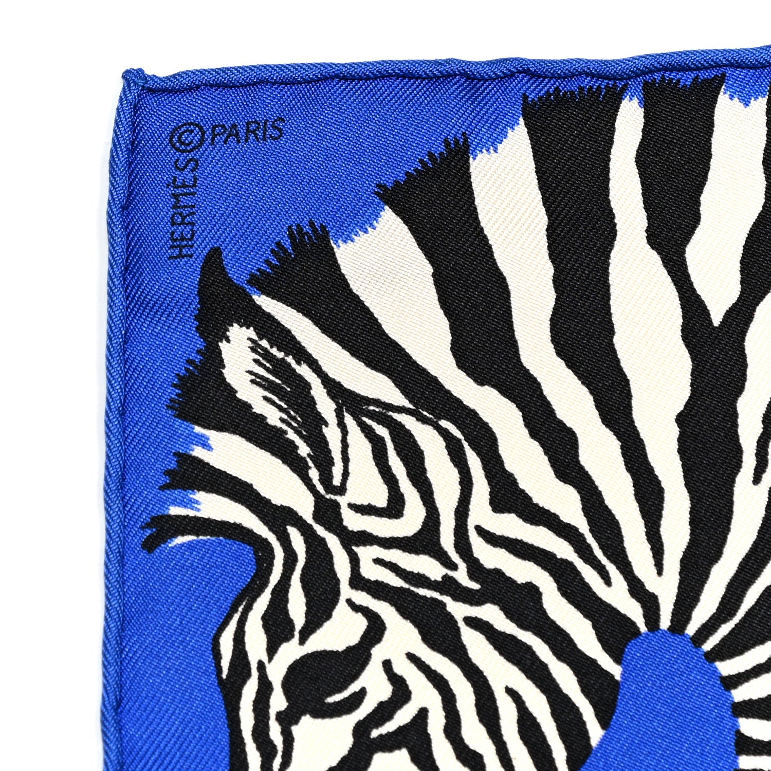 Hermes Silk Zebra Pegasus Nano Scarf 20 Bleu Vif Jaune White 3 of 4