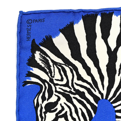 Hermes Silk Zebra Pegasus Nano Scarf 20 Bleu Vif Jaune White 3 of 4