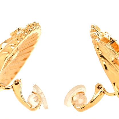 Chanel Metal Crystal CC Shell Clip On Earrings Gold Pink Multicolor 3 of 4