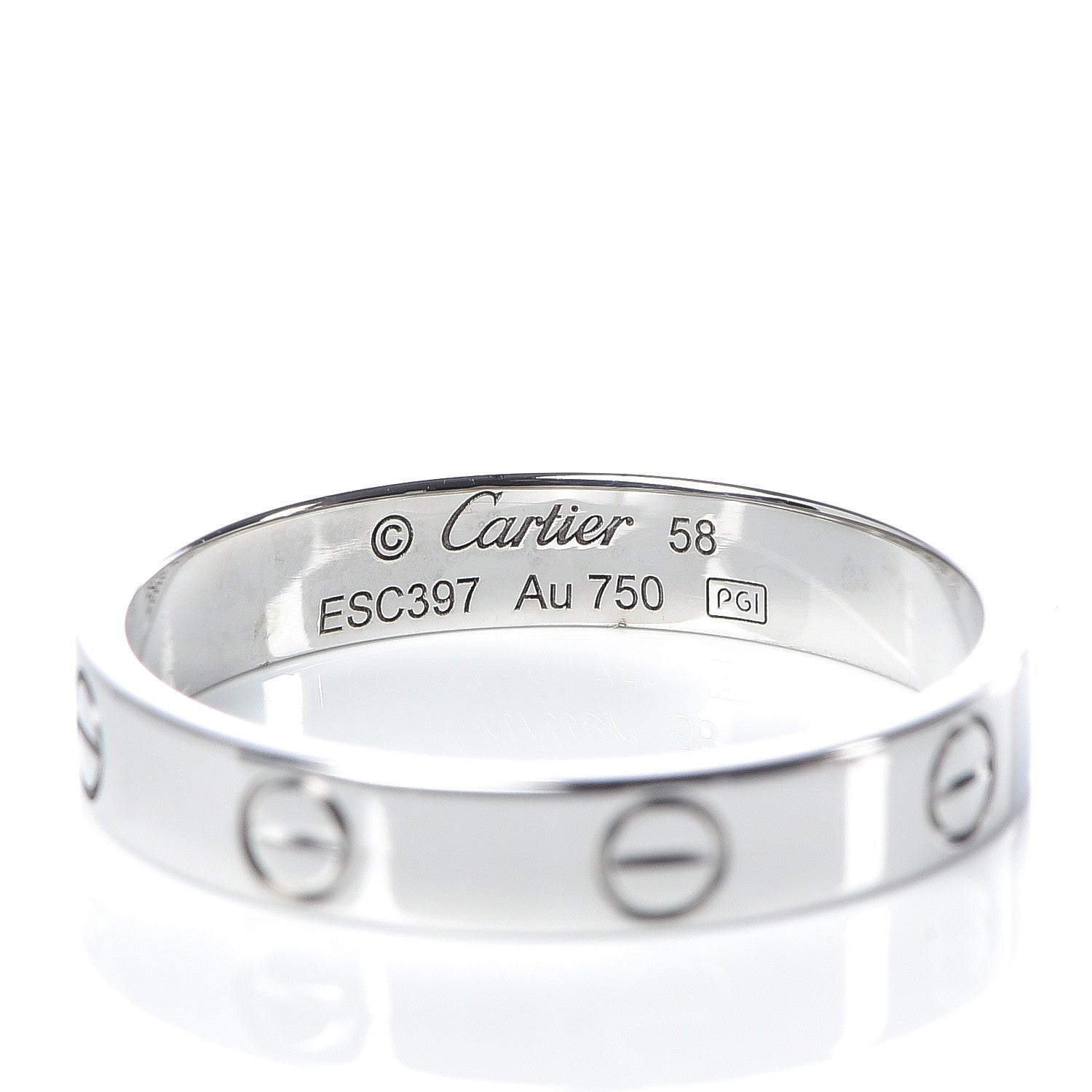 Cartier 18K White Gold 3.5mm LOVE Wedding Band Ring 58 8.5 4 of 5