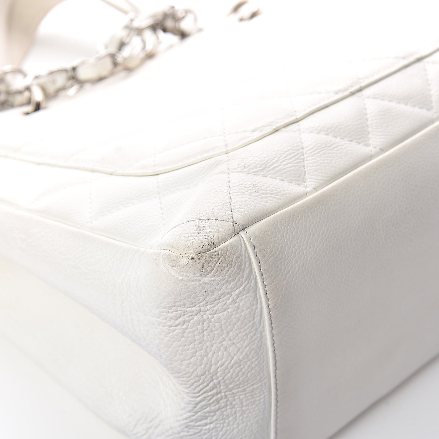 Caviar Quilted Grand Shopping Tote GST White