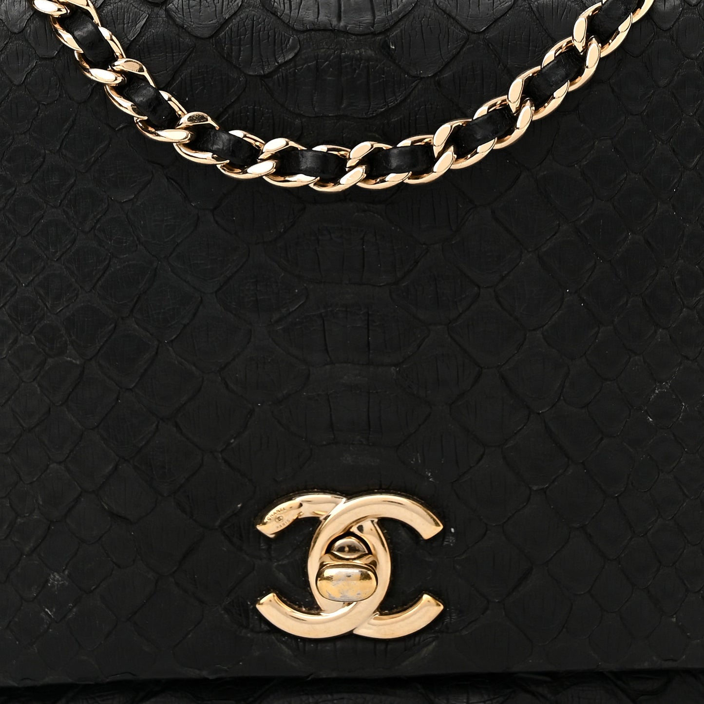 Snakeskin Quilted Mini Citizen Chic Flap Black