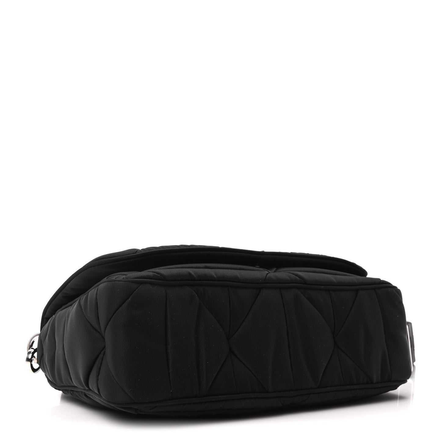 Re-Nylon Quilted Padded Flap Shoulder Bag Black