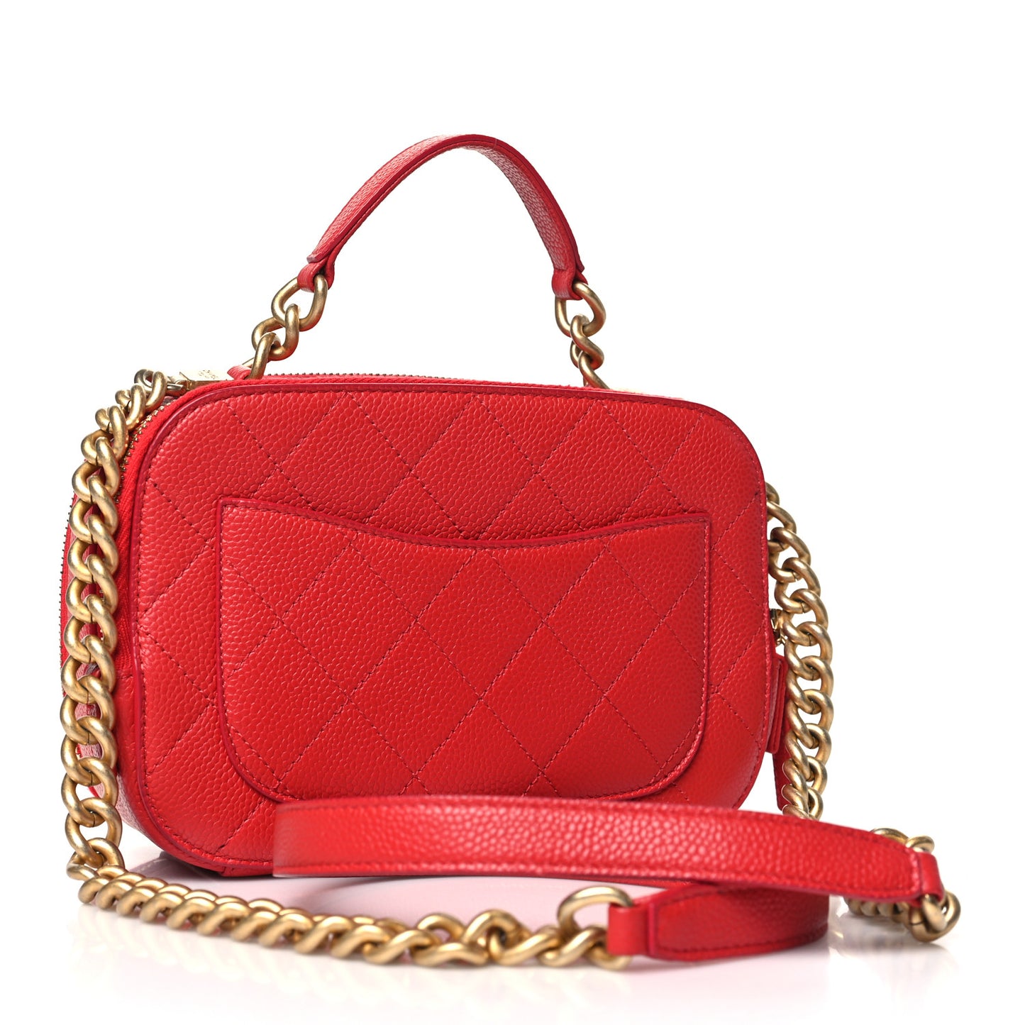 Caviar Quilted Small Camera Case Red