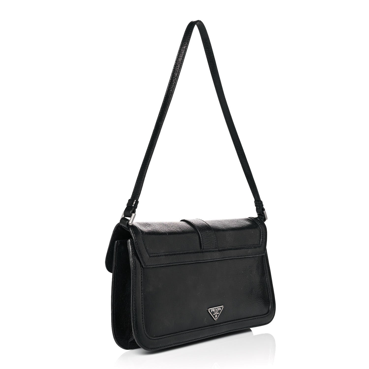 Prada Goatskin Flap Bag Black 3 of 12