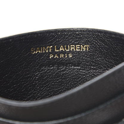 Saint Laurent Grain De Poudre Matelasse Chevron Monogram Credit Card Case Black 6 of 8