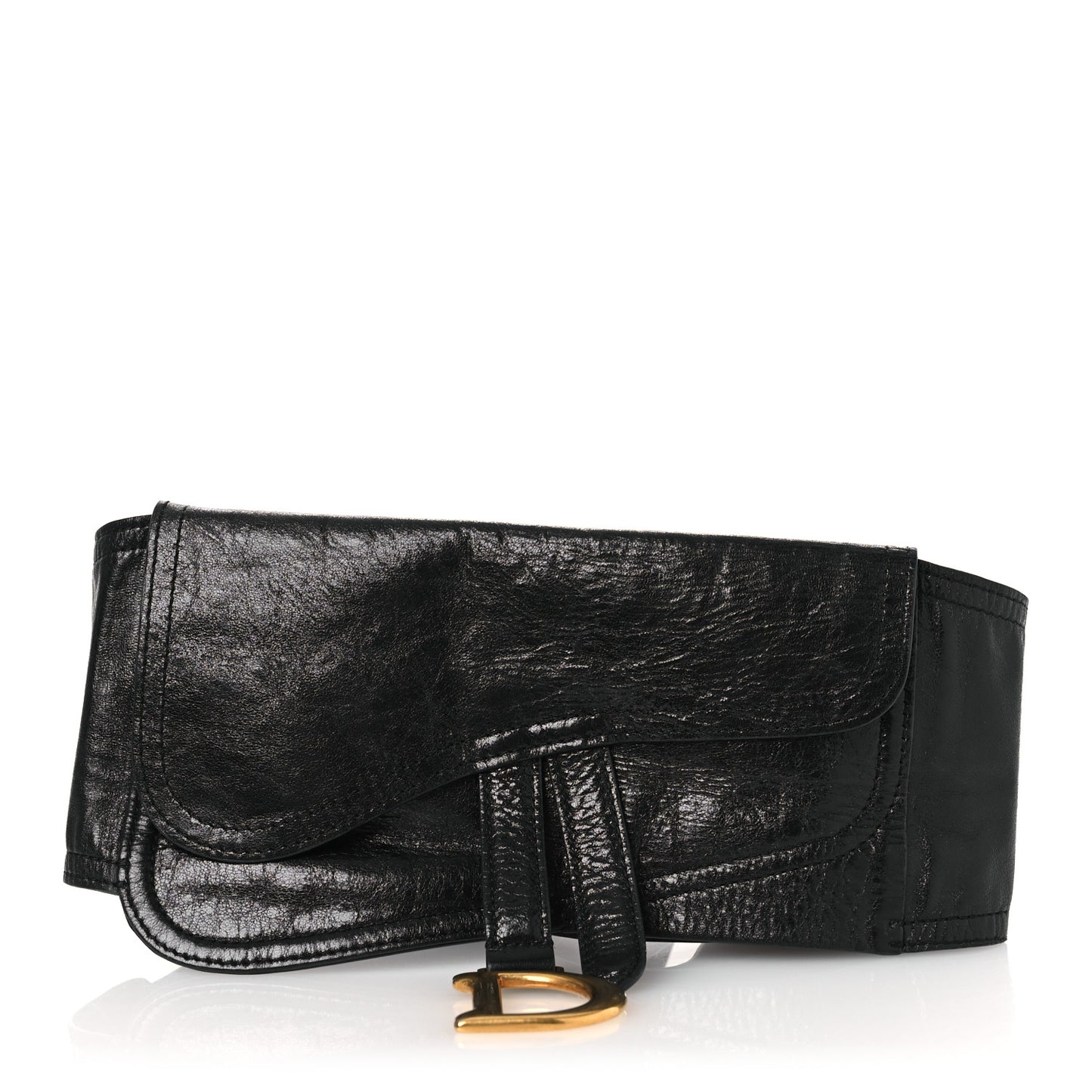 Crinkled Lambskin 135mm Saddle Belt S/M Black