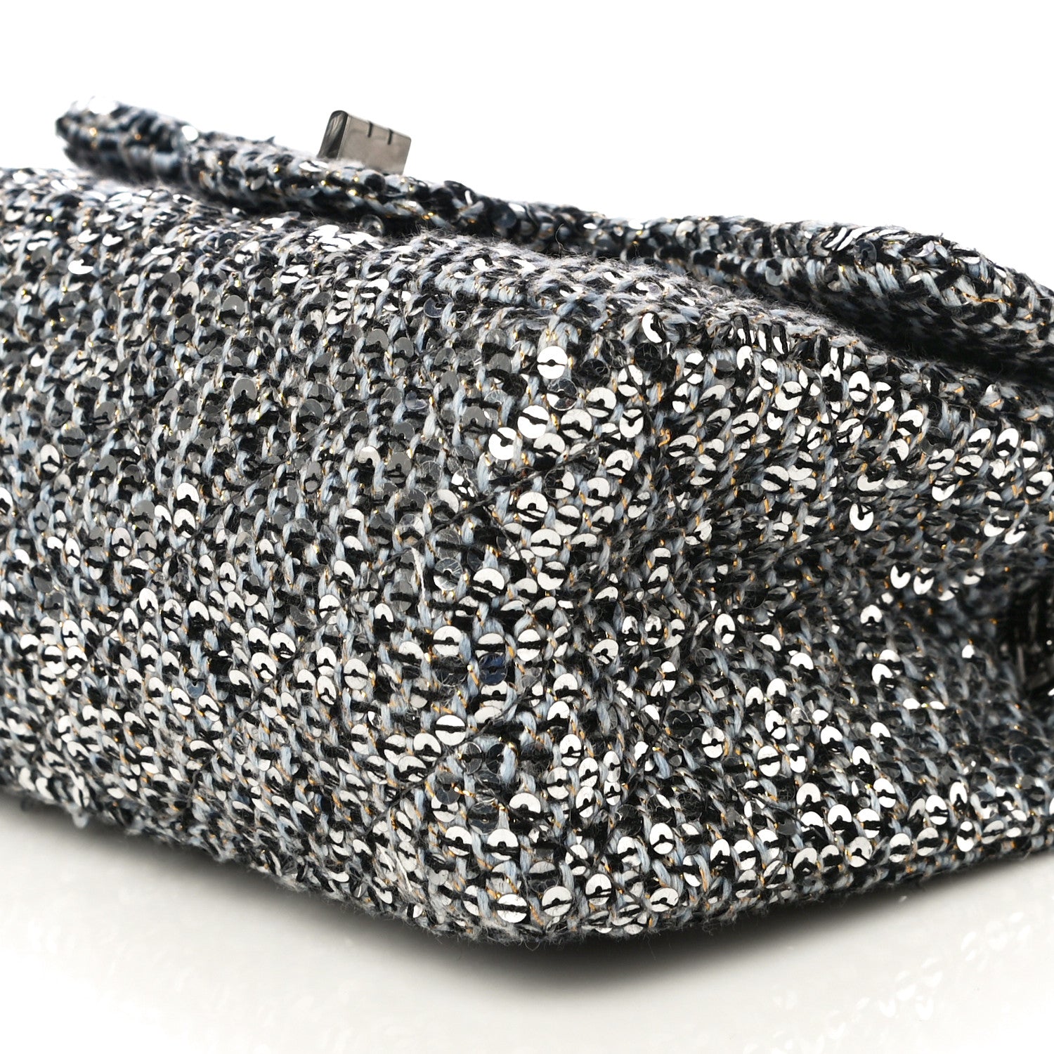 Chanel Tweed Quilted 2.55 Reissue Mini Flap Silver Black Gold 6 of 10