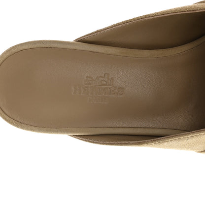 Hermes Suede Goatskin Oz Mules 37 Beige Sable 9 of 9