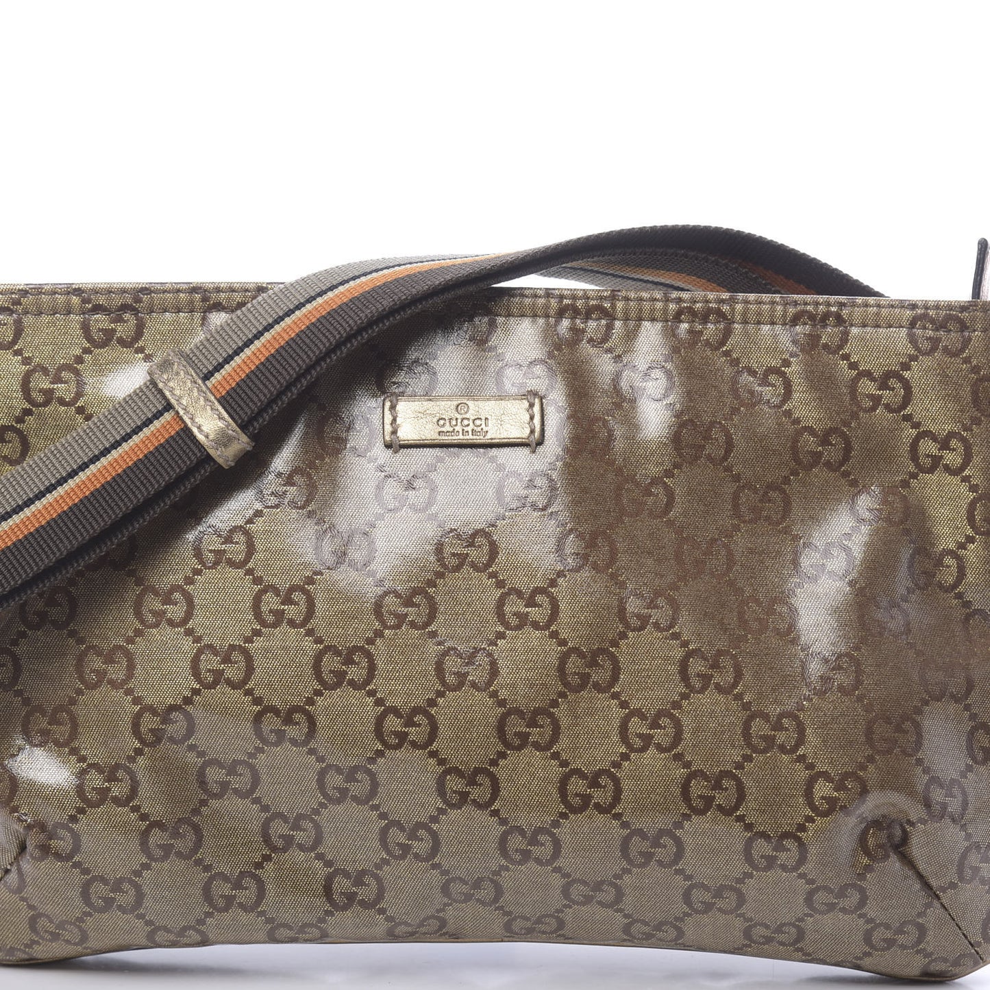 Crystal Monogram Web Small Flat Messenger Crossbody Bronze