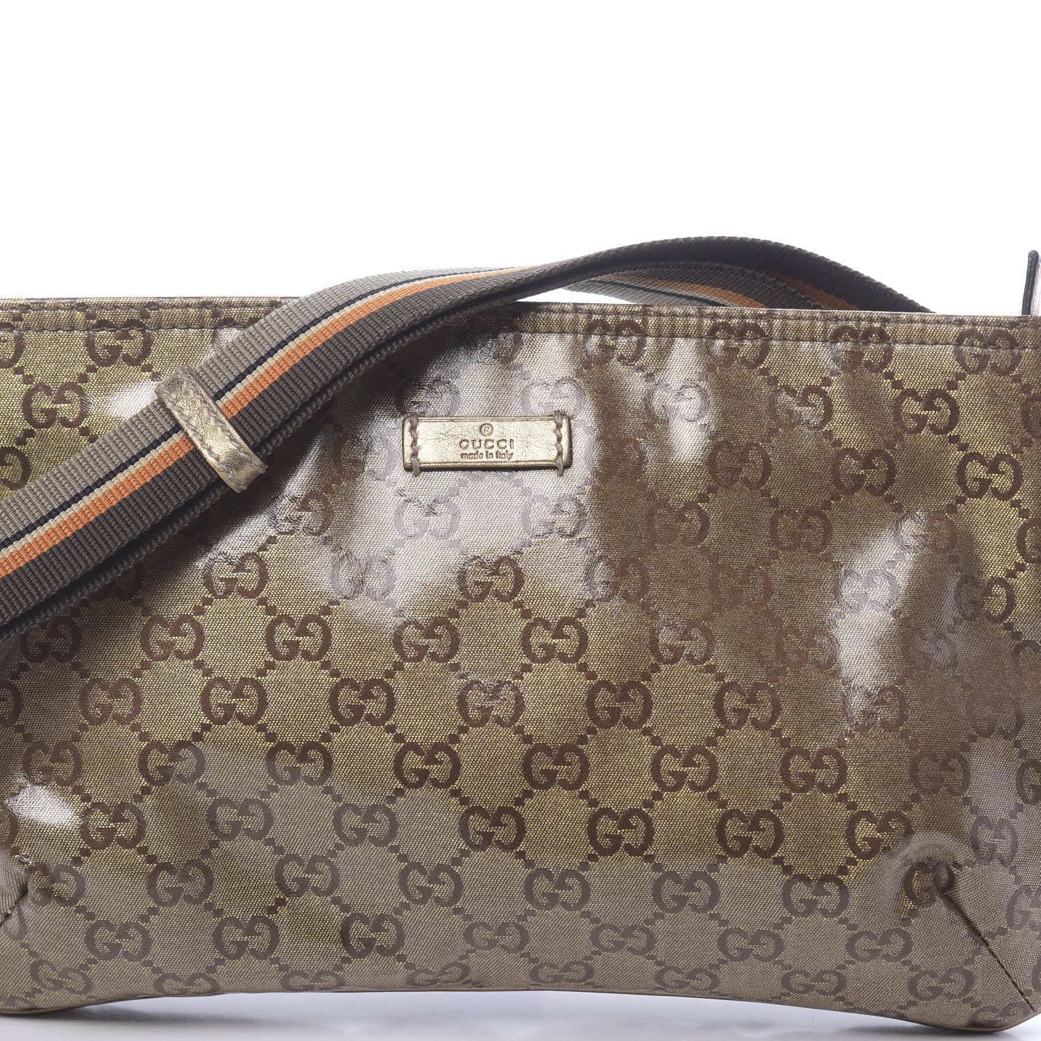 Gucci Crystal Monogram Web Small Flat Messenger Crossbody Bronze 8 of 10