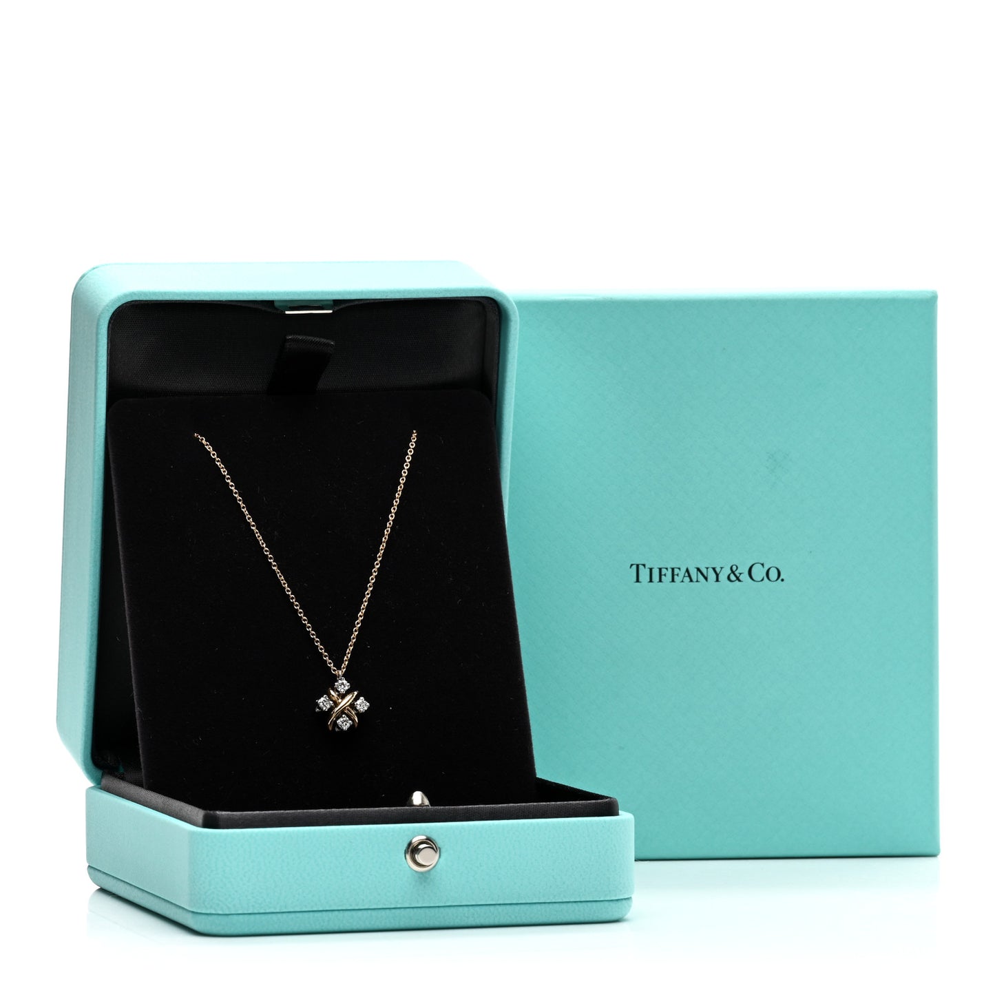 Platinum 18K Yellow Gold Diamond Schlumberger Lynn Pendant Necklace