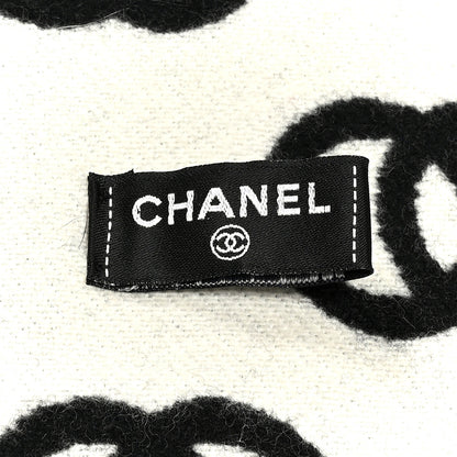 Chanel Wool Cashmere CC Scarf Black White 3 of 5