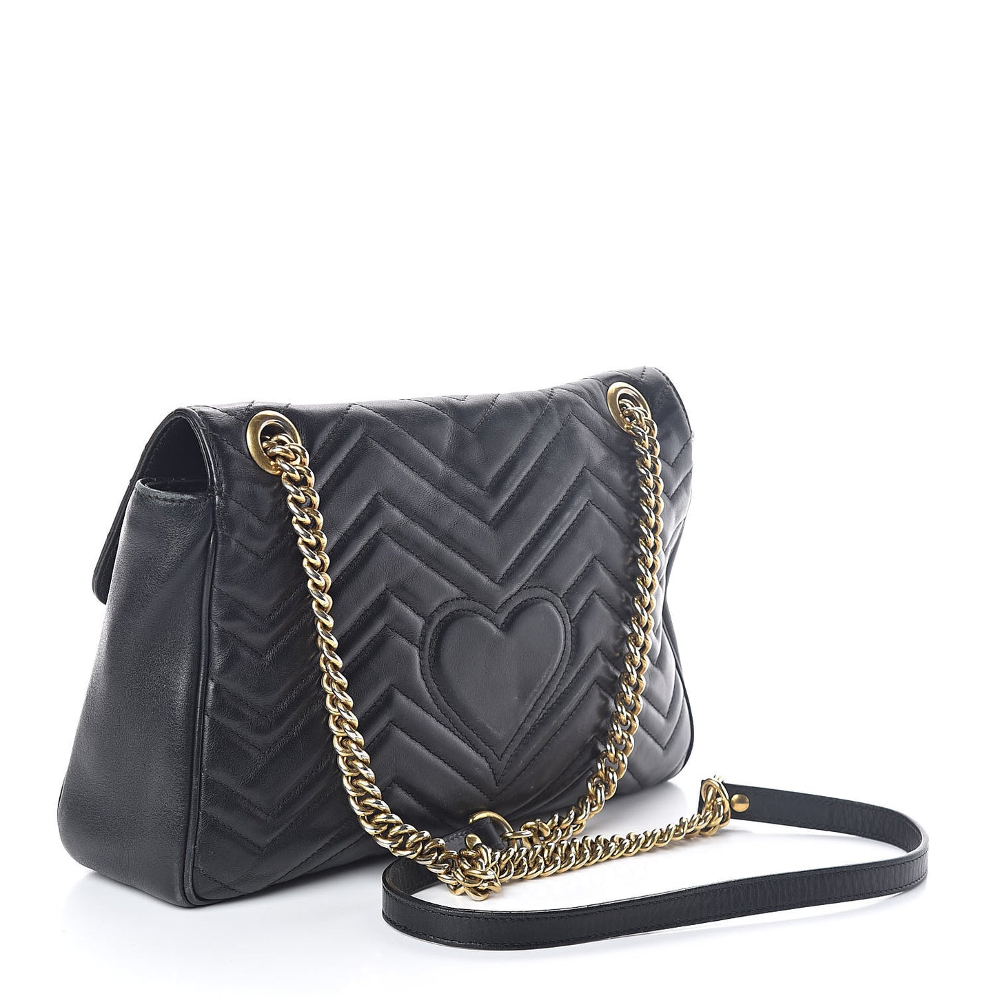 Calfskin Matelasse Medium GG Marmont Shoulder Bag Black