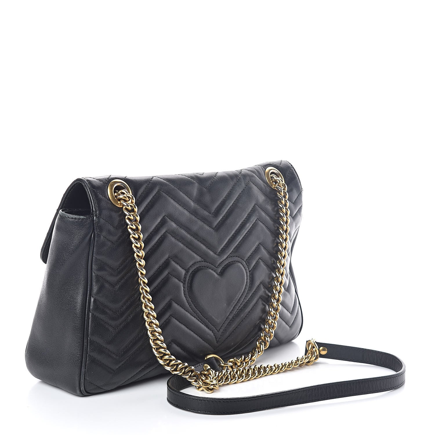 Gucci Calfskin Matelasse Medium GG Marmont Shoulder Bag Black 3 of 11